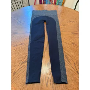 Spanx Leggings Womens XL Navy Blue Gray Colorblock Seamless High Waist Active thumbnail 5