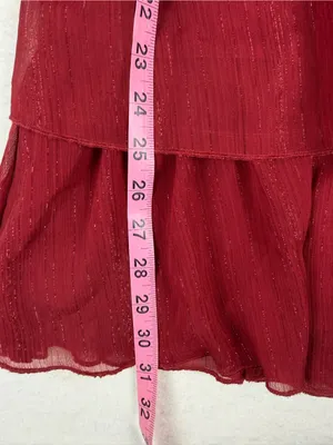 Bohme Tiered Ruffle Mini Dress Red Shimmer Cottagecore‎ Boho Small thumbnail 4