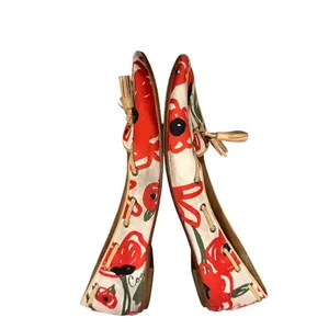 Coach Malika Floral Tassel Satin Loafer Red, Green, Cream Black Shoes 8.5 thumbnail 4