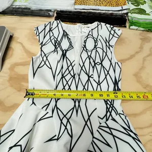 NWT‎ Rumor Boutique White Black Geometric Scuba Fit Flare Mini Dress Small Nylon thumbnail 13