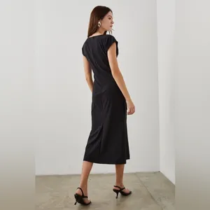 NWT Rails Auren V-Neck Ruched Slit Midi Dress Black Size XS thumbnail 2