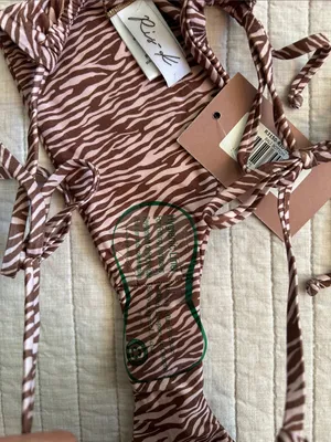 Dippin’ daisy’s Ris-k swim animal print cheeky sexy bikini set M anthro thumbnail 5