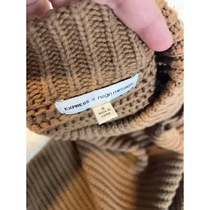 Express X Negrin Mirsalehi Sweater Vest Size Small Brown Crochet Chunky Knit thumbnail 5