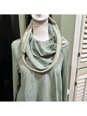 Free People Beach Moss Green Cowl Neck Pullover Size XS/S thumbnail 4