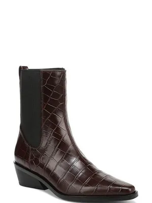 NEW Nordstrom Ainsley Croc-Embossed Brown Chelsea Ankle Boot 8.5 thumbnail 2