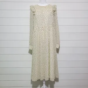 Madewell Smocked Ruffle-Shoulder Midi Dress in Inkbrush Dots‎ Size M thumbnail 5