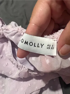 Hello molly crop top tie Lilac Swiss Dot Peasant Top thumbnail 6