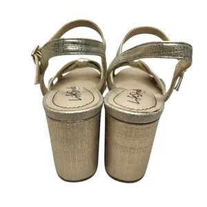 LifeStride Lucky Gold Metallic Platform Block Heel Sandals 6M Champagne thumbnail 7