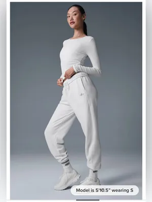 Alo Yoga Gather Long Sleeve Top in White or Ivory thumbnail 4