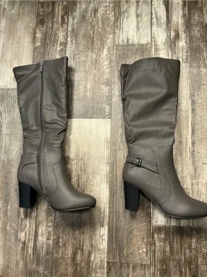 Journee Collection Tall Gray Knee-High Block Heel Boot Size 9 thumbnail 16