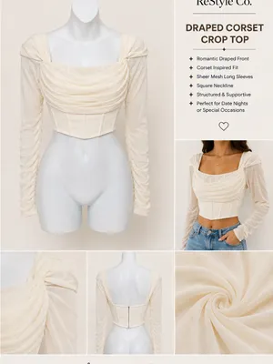 Draped Corset Crop Top thumbnail 2