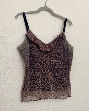 Black Cheetah Y2k Cami Top Brown thumbnail 1
