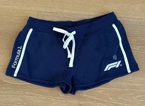 Aeropostale F1 Formula 1 Low Rise Fleece Shorts Size S Blue White thumbnail 1