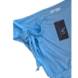 VIDUSSA‎ Women Light Blue One Shoulder Ruched Bodycon Mini Dress Trendy Chic thumbnail 4
