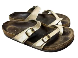 Birkenstock Womens Mayari Sandals Size 40 US 9-9.5 Birko-Flor Pearl White Brown thumbnail 1