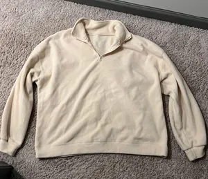 Pullover Fuzzy Quarter Zip Tan Size XL thumbnail 1