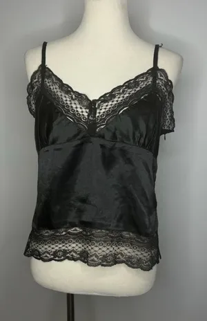 Secret Fantasies- Black Tank Top with Lace Details thumbnail 1