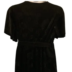 Velvet Burnout Wrap Dress‎ Black Large thumbnail 5