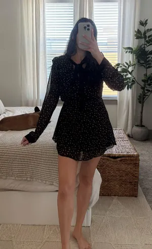 Lulus Black floral dress thumbnail 1