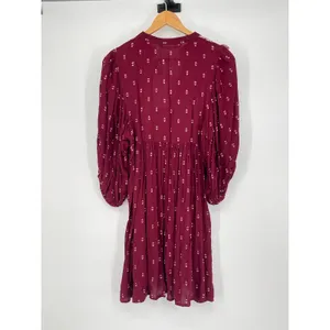 NWT Zara‎ Boho Embroidered Tassel Mini Dress XS Wine Red Peasant thumbnail 4