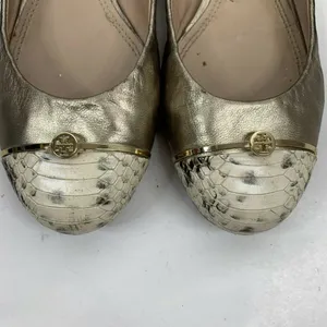 Tory Burch Size 9 Bar Logo Ballet Flat Champagne Natural Odyssey Karajah‎ Print thumbnail 8