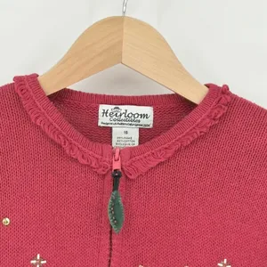 Vintage Heirloom Collectibles‎ Red Reindeer Christmas Sweater Cardigan Size 16 thumbnail 4