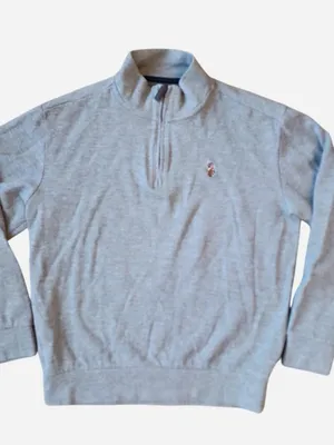 U.S. Polo Assn. light grey quarter zip sweatshirt - size medium thumbnail 1