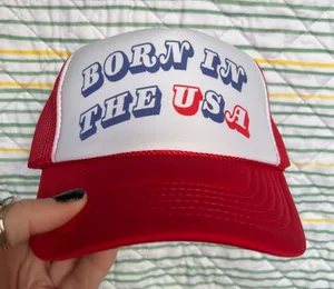 Born In The USA Trucker Hat Red thumbnail 1