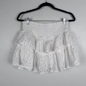 Altar'd State Women's Carrie Tiered‎ Mini Skirt White Sz L thumbnail 5