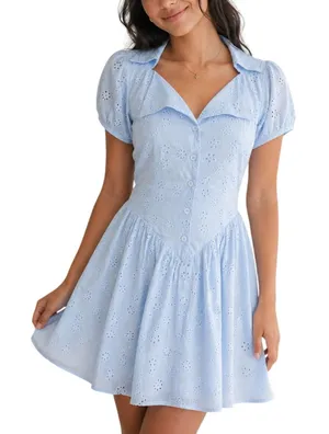 Cider Baby Blue Eyelet Mini Dress S Coquette Cottagecore thumbnail 1