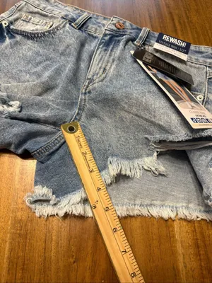 REWASH Vintage Reunion Classic Rise Blue Denim Jean Shorts Distressed Size 5/27 thumbnail 8