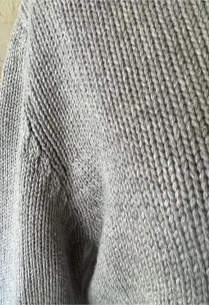 Cotton Rolled Neck And Sleeves Sweater Grey thumbnail 3