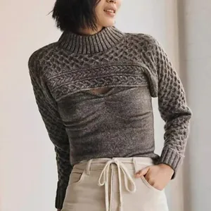 NWT Anthropologie ASTR The Label Taupe Cable-Knit Sweater Shrug Set Size M/L thumbnail 1