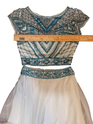 Shail K Beaded Embellished 2 Piece Set Open Back Tulle Tutu Skirt Sz 2 thumbnail 5