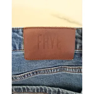 Frye Blue High Rise Wide Leg Raw Hem Denim Jeans Size 31 Med Wash Patch Pocket thumbnail 7