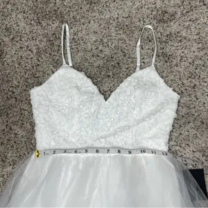 Lulus Graceful Beauty White 3D Floral Tulle Sleeveless Maxi Dress XS NWT thumbnail 8