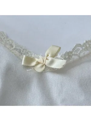 Vintage Velrose Coquette White Satin Camisole Medium Slip Top Lace Bow Bridal thumbnail 9