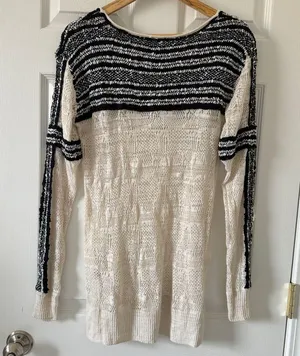 Free People Linen Knit Pullover‎ Sweater Size Large Lightweight Boho Miles Away thumbnail 6