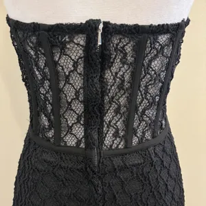 NICHOLAS Raina Strapless Corset Lace Midi Dress Black Slit 6 Revolve Prom‎ Hoco thumbnail 7