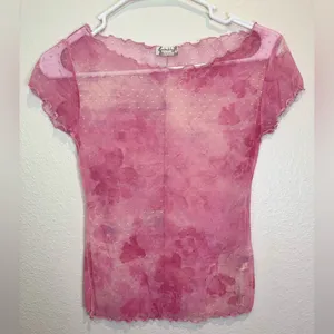 Free‎ People Intimately Free Floral Mesh Baby T Shirt In Rosy Pink XS-S thumbnail 5