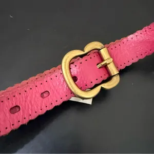 FOSSIL BT4028690 Pink Scalloped Edge Leather Belt Size S Waist 29.5”-33.5” thumbnail 13