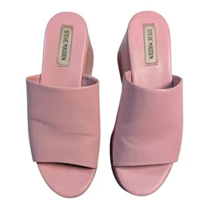 Steve Madden Christa Pink Leather Retro Y2K Chunky Platform Slide Sandals Sz 8 thumbnail 4