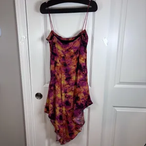 Song of Style S Abstract Watercolor Cowl Neck Handkerchief Hem Slip Dress Revolv thumbnail 10
