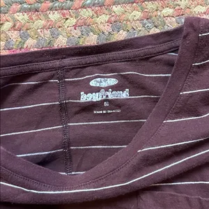 Old Navy Maroon Stripe Boyfriend Pocket Tee thumbnail 3