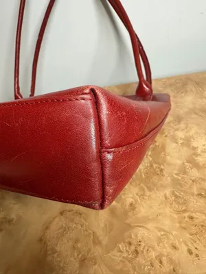 Vintage HOBO International Red Leather Shoulder Bag Tote Purse Minimalist Y2K thumbnail 7