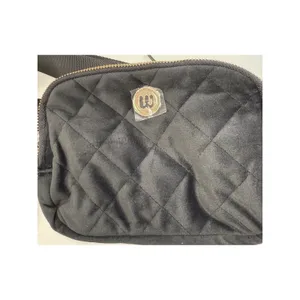 Wantable Black Velvet Quilted Belt Bag Crossbody Fanny Pack Gold Hardware NEW‎ thumbnail 2