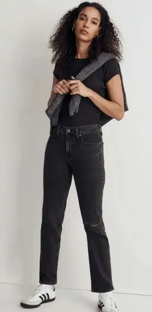 Madewell Black Mid-Rise Perfect‎ Vintage Straight Jean thumbnail 1