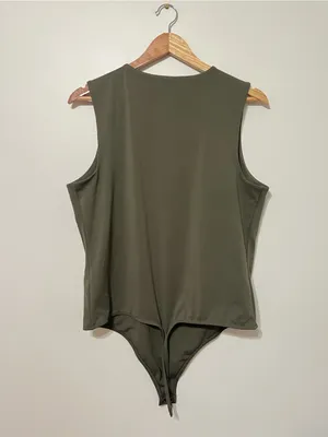 Express Body Contour High Neck Thong Bodysuit Green Size XL thumbnail 4