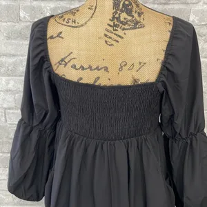 EXLURA Square Neck Black Mini Dress thumbnail 5