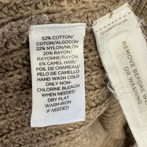 LOFT Ann Taylor Brown Cotton Camel Hair Blend Pointelle Raglan Sweater Women's M thumbnail 7
